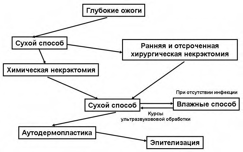 Лечение ожогов схема